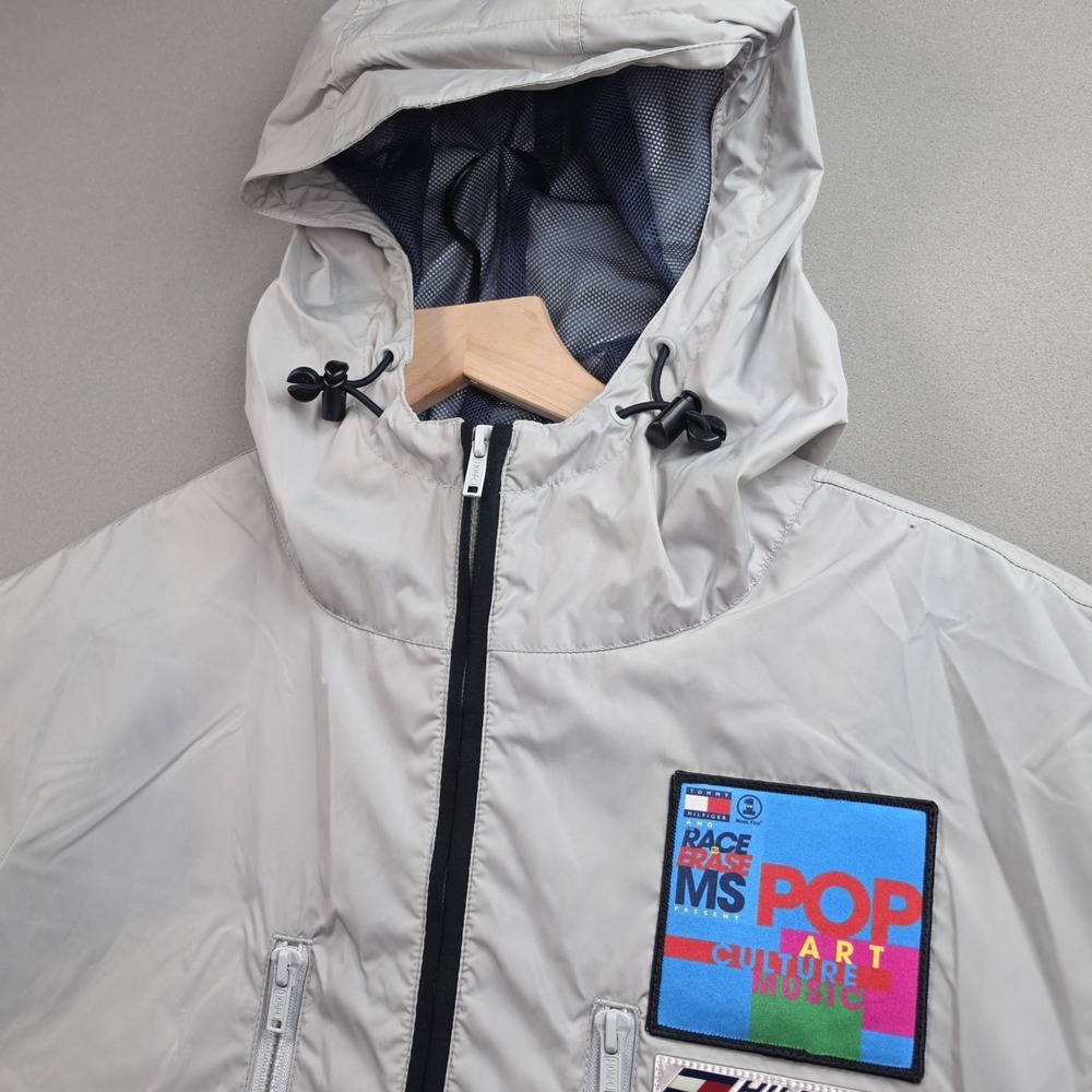 Vintage Tommy Hilfiger Athletics VH1 Race to Erase MS Pop Art Hooded Vest Gray L